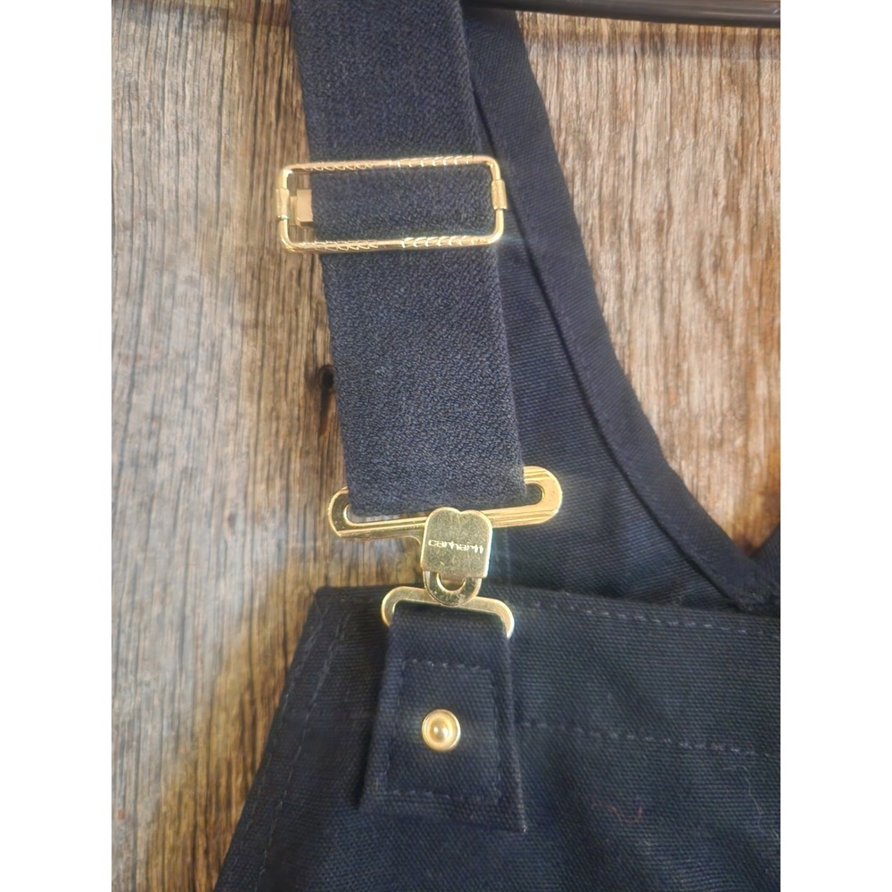 Carhartt Bib Overalls Mens 38x32 Black R41 Insulated Duck Workwear Zip To Waist - Picture 4 of 5